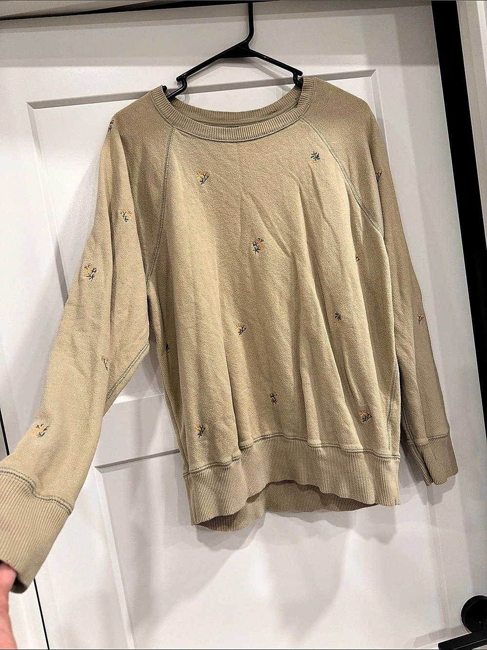 Aerie Floral Crewneck Sweater in Beige Medium